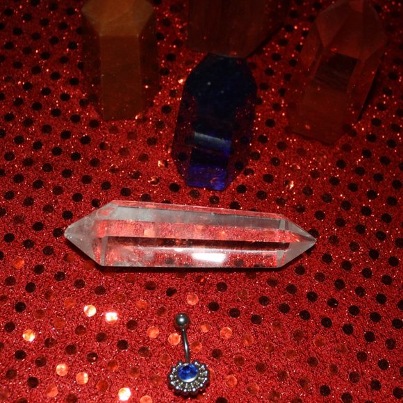 Blue Rhinestone Belly Ring - Picture 2 of 3